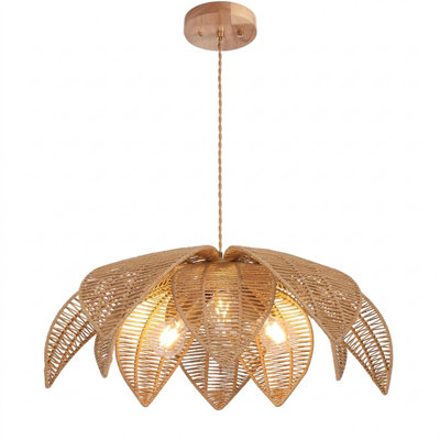 Luminaire suspendu en rotin 3 lumières Boho