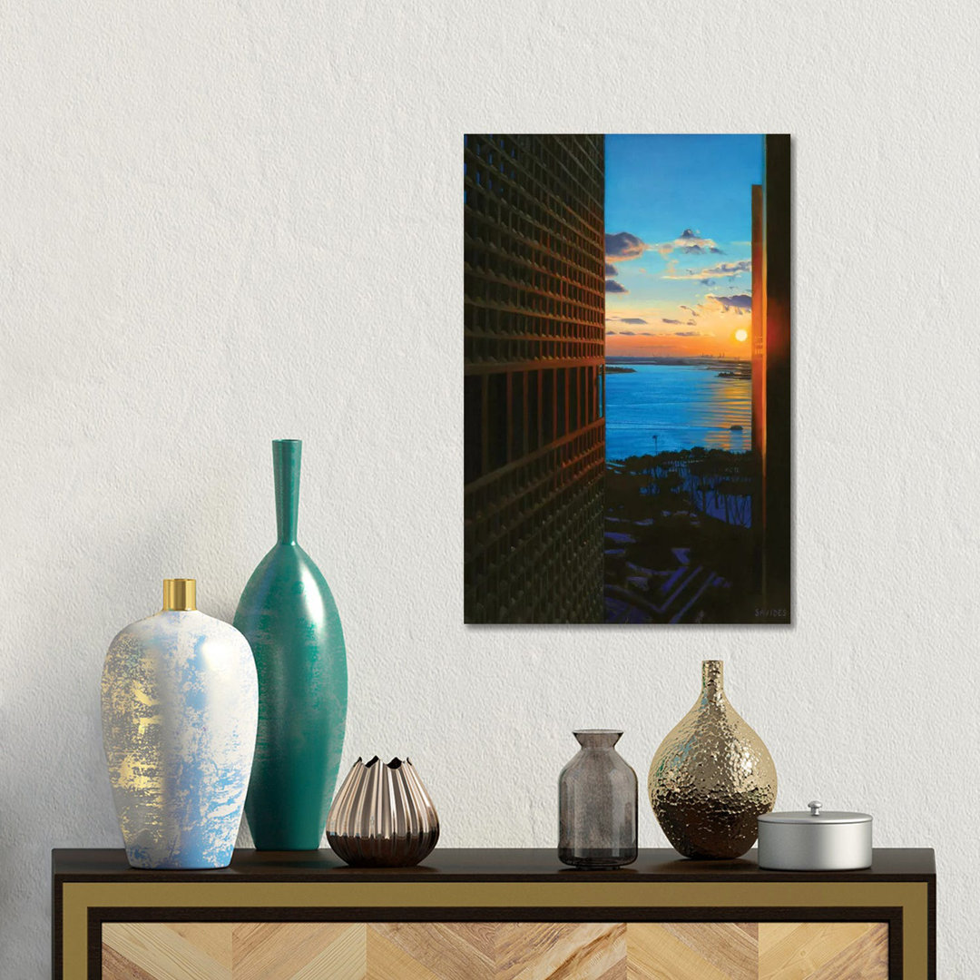 Sonnenuntergang über dem New Yorker Hafen von Nick Savides - Gallery-Wrapped Canvas Giclée