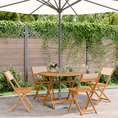4 - Person Acacia Wood Patio Dining Set with Round Table