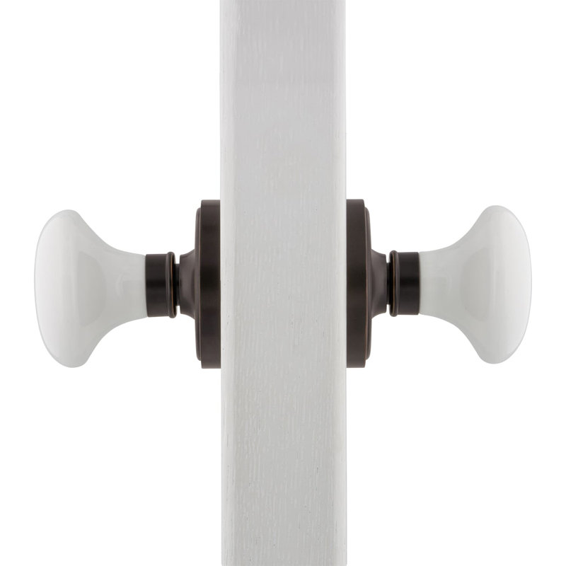 Classic Rosette with White Porcelain Door Knob, Timeless Bronze