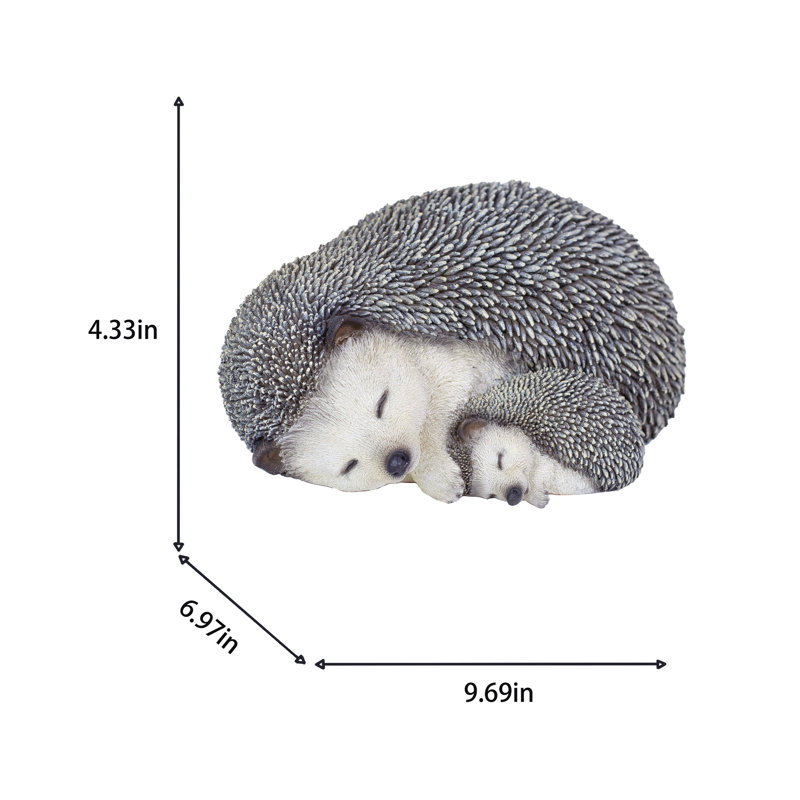 Off-white Sleeping Mother Baby Hedgehog Decorative Figurine for Home & Office Décor, Handcrafted Resin Statue, Realistic Design, Collectible Animal Accent, Weather-Resistant Indoor/Outdoor Decor