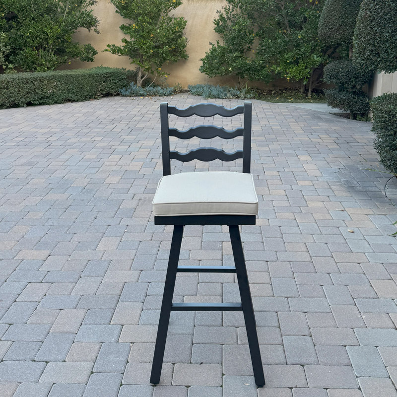 Aluminum 5-Piece Patio Bar Set with 30'' Round Bar Table, Beige