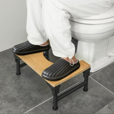 Tabouret de toilette en bambou de 7 po, 8 po et 9 po en fer réglable à hauteur réglable avec couche antidérapante pour adultes, enfants, femmes enceintes et vieux