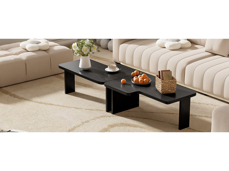 Ensemble de tables basses modernes et minimalistes, rectangulaire avec un design épissé, table de combinaison multifonctionnelle pour le salon | Idée de cadeau