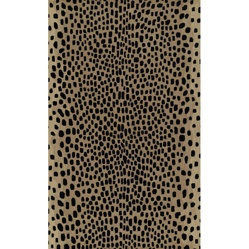 Hand-Tufted Black and Beige Wool Rectangular Rug 7'9" x 9'9"