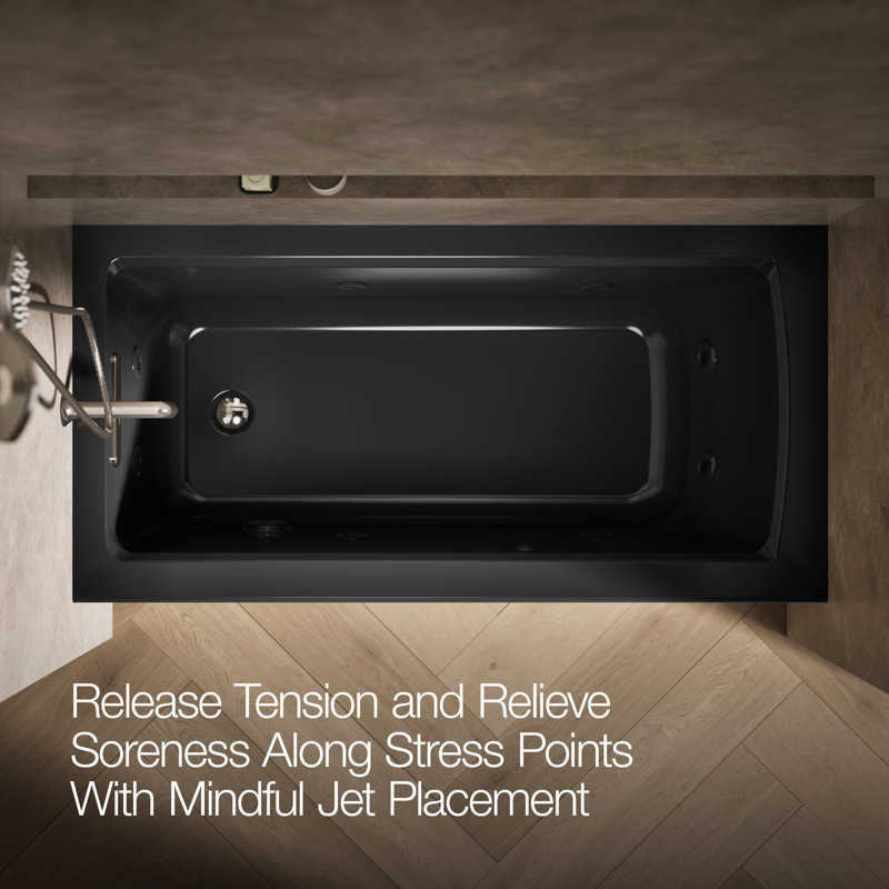 Archer® 60" x 30" Alcove Whirlpool, Black, Left
