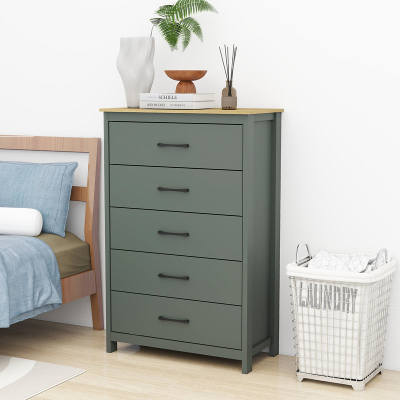 Allysyn 5 Drawer Dresser, Green