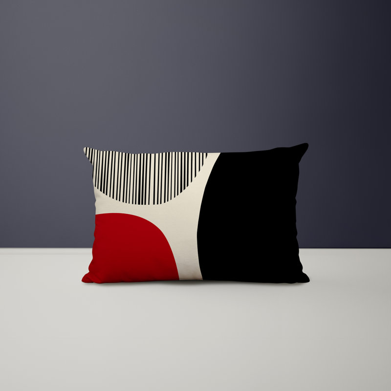 Housse et insert de coussin rectangulaire intérieur / extérieur en polyester / mélange de polyester Chamu, Rouge / noir