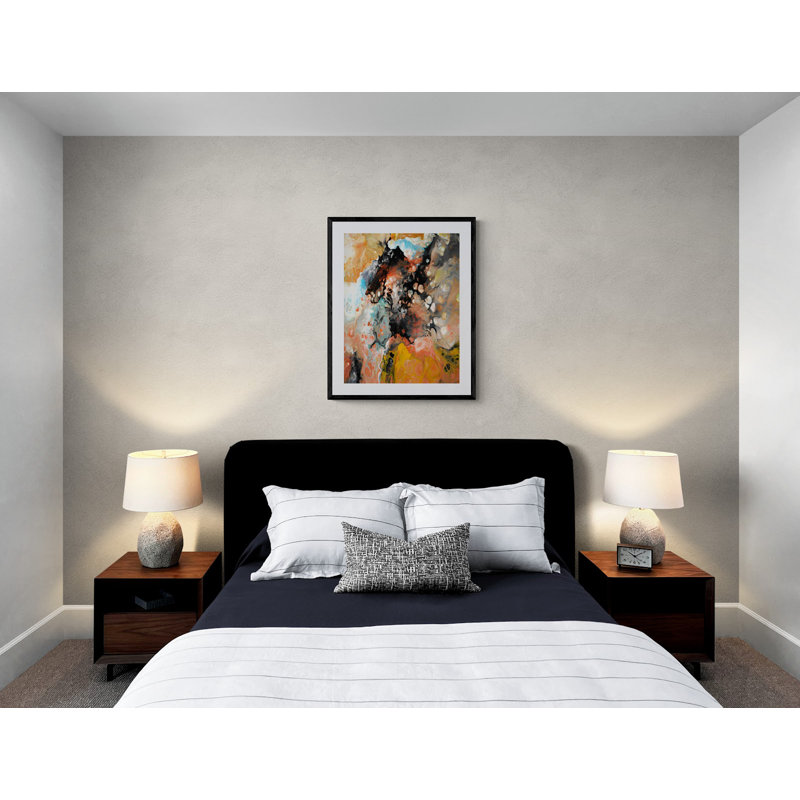 Composition abstraite 951 par Angel Estevez - Peinture, Papier avec cadre noir, 30" H x 24" W