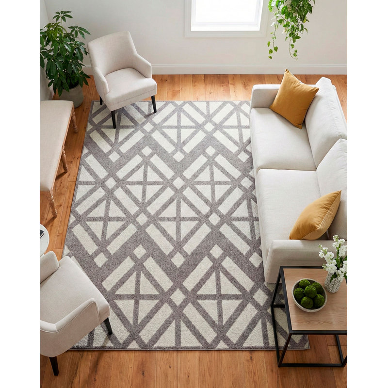 Urbano Geometric Area Rug in Gray, Rectangle 4' x 5'8"