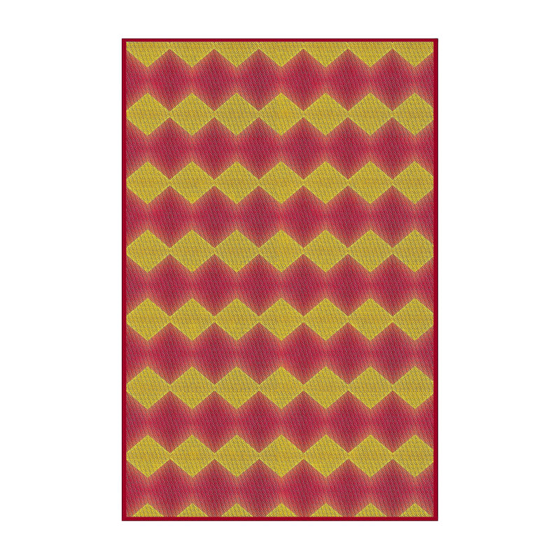 Tapis décoratif rouge/vert à motif géométrique Reyer, Rectangle 3 pi x 5 pi