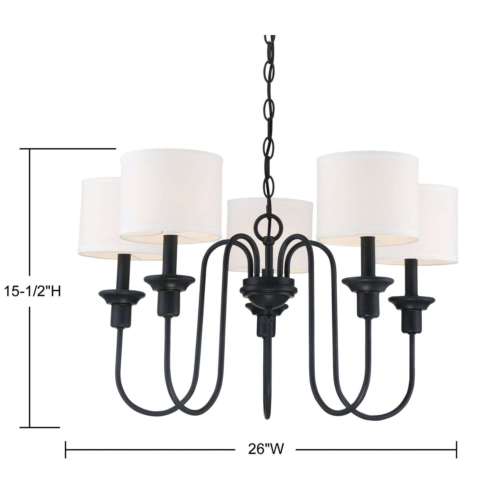 5 - Light Metal Dimmable Chandelier, Aged Iron