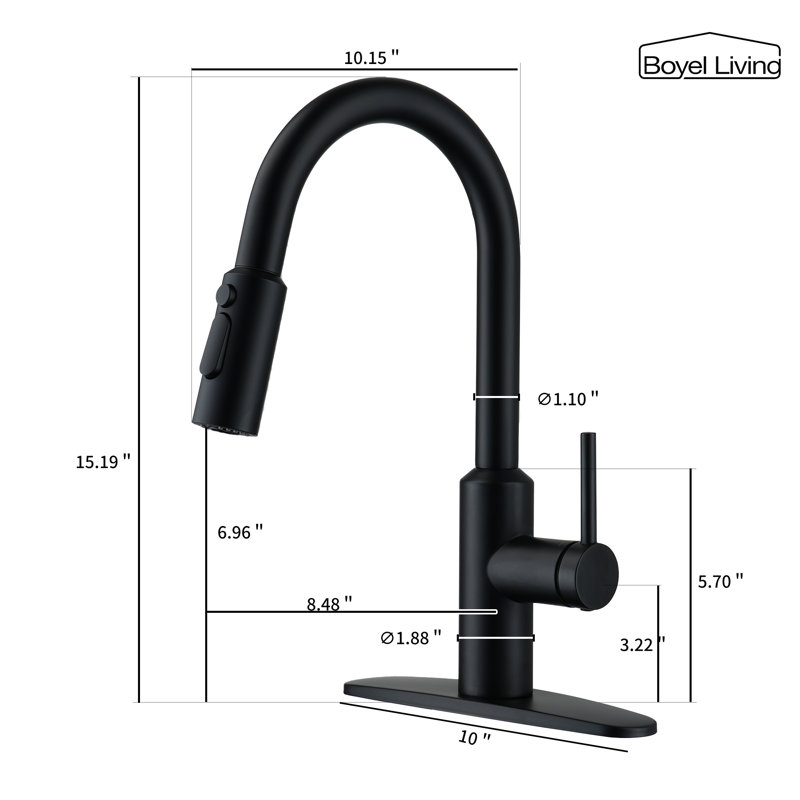 Boyel Living Kitchen Faucet Side Spray, Matte Black