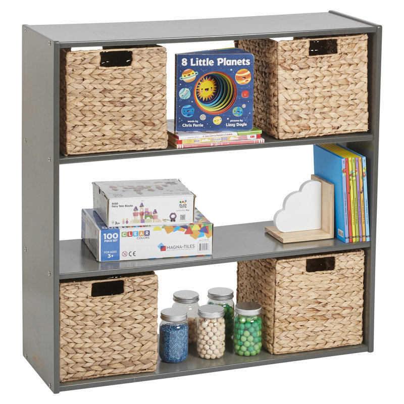 Natural Lacquered 36" Kids' Birch Wood 3-Shelf Storage Cabinet