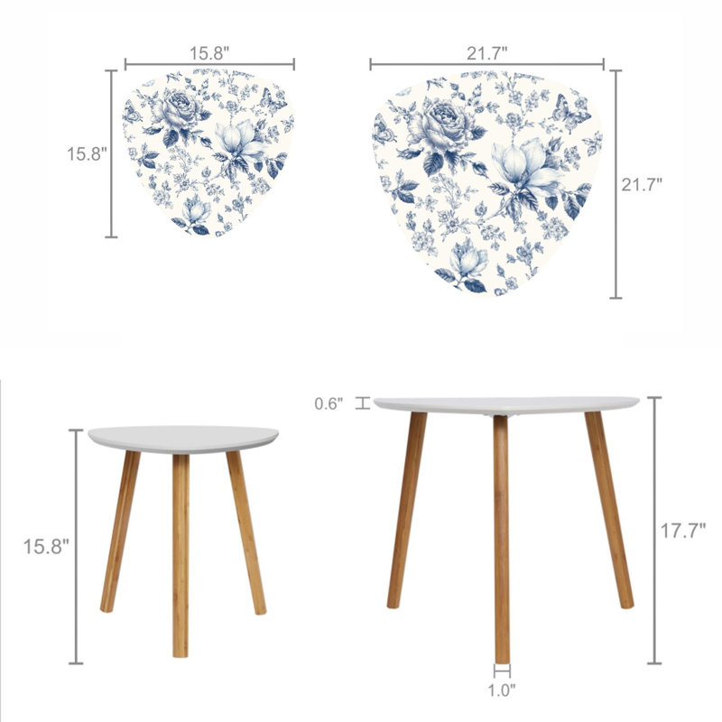 Ensemble de 2 tables basses gigognes Triangle Bloom Vintage