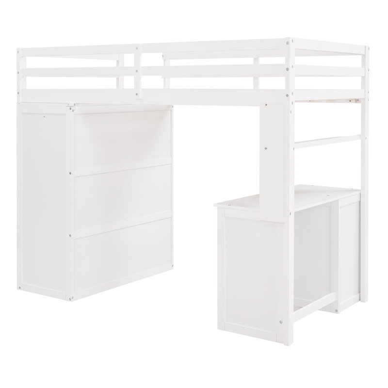 Falishia Kids Full,Twin Loft Bed with Drawers, Twin, White