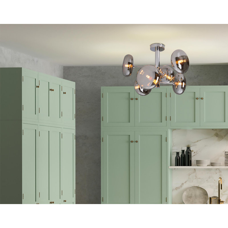 Azir Glass Semi Flush Mount, Chrome