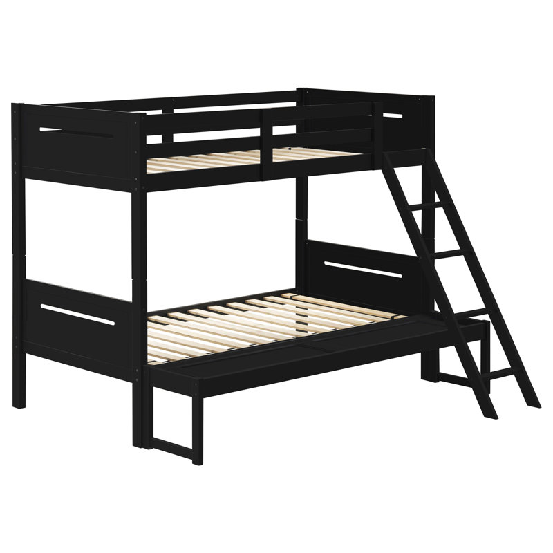 Lit superposé simple au-dessus d'un lit double Anderson Wood, Jumeaux sur complet, Noir
