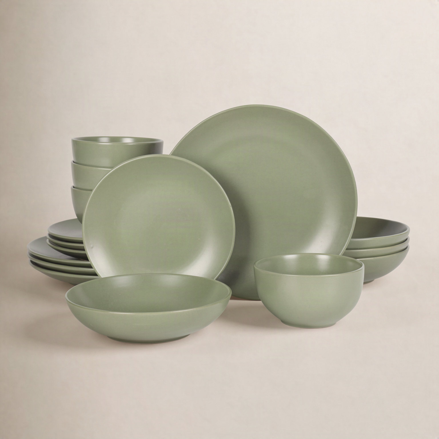 Queenslane Stoneware Dinnerware Set, Green