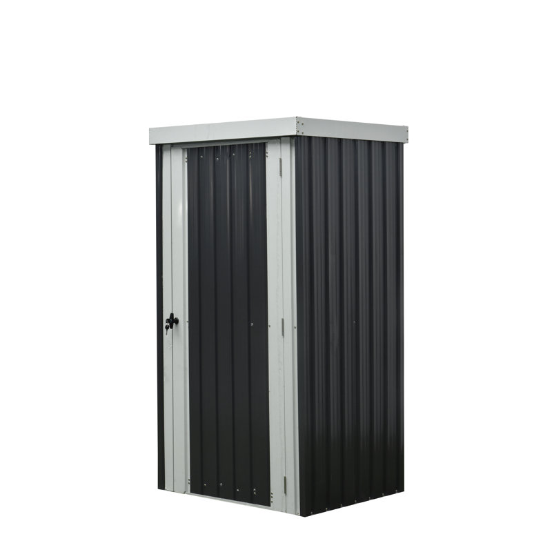 Hanover Dark Gray and White Galvanized Steel Patio Storage Shed