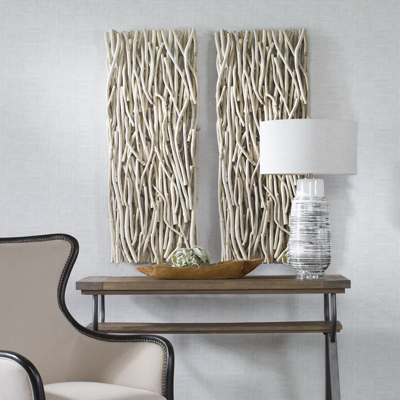 Bleached Teak Branches Wall Decor Panel, 49 x 19 Inches