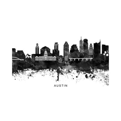 Austin Skyline Black & White by WallDecorAddict - Wrapped Canvas Print