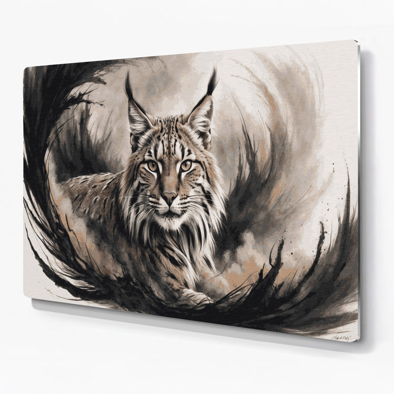 Art mural gris en métal avec gros chats, H 8 po x l 10 po