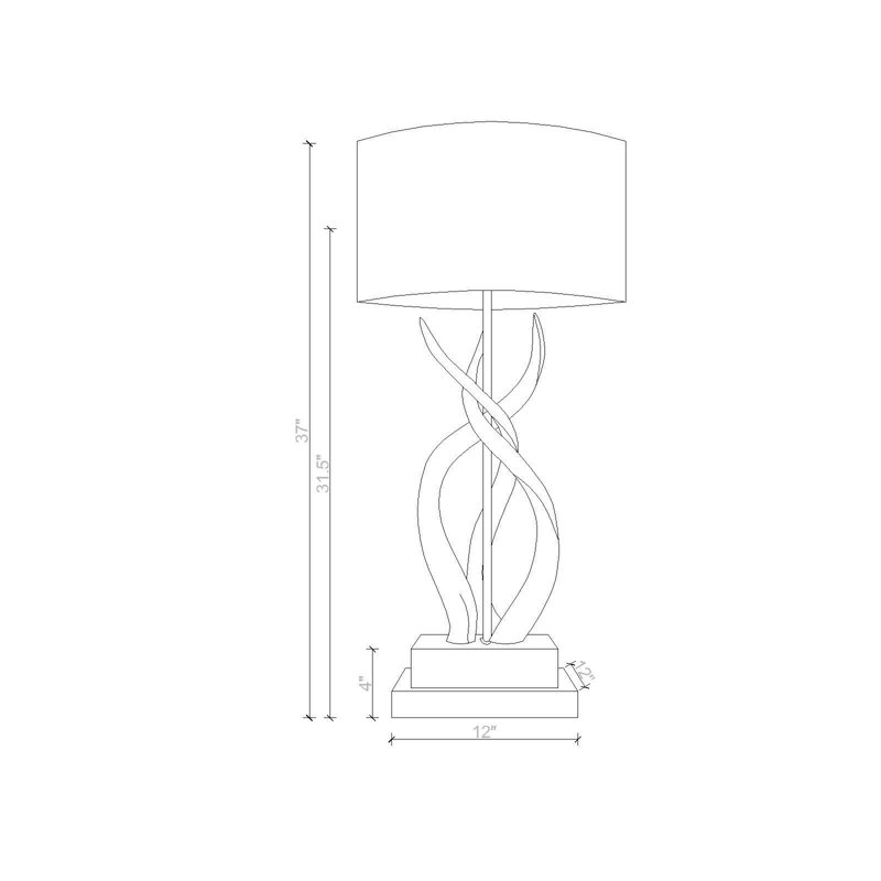 35" Polished Inner Horn Table Lamp - Cream Base