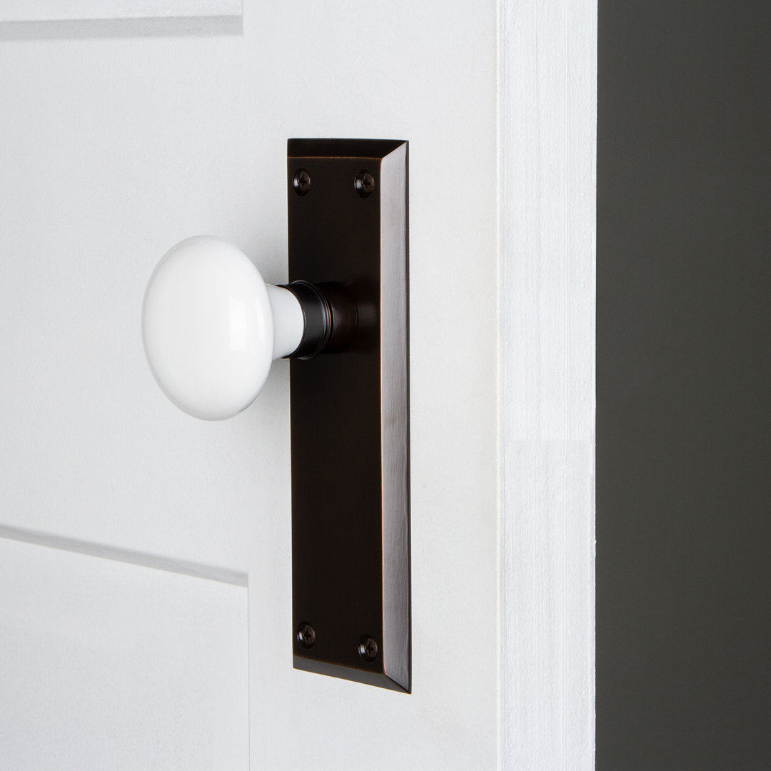 New York Plate with White Porcelain Door Knob Nostalgic Warehouse 