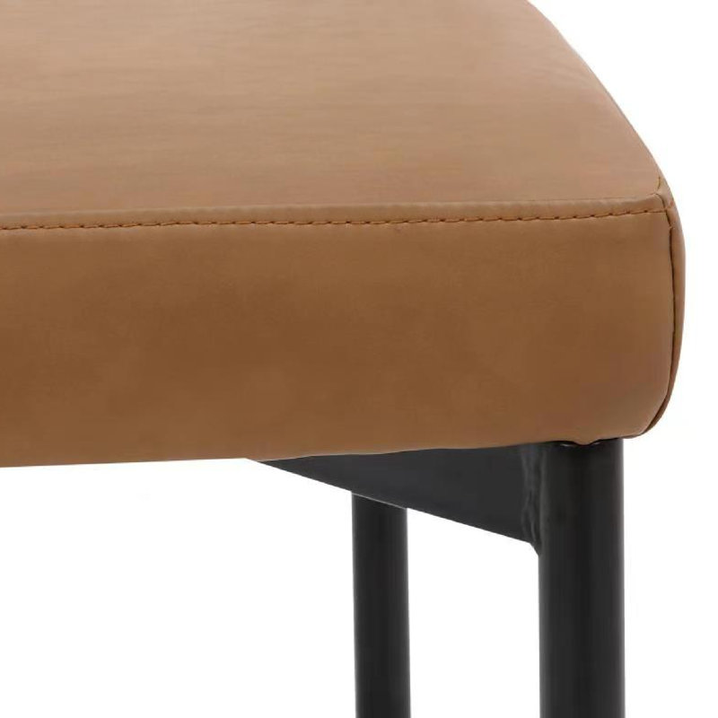 Faux Leather Bar Stool with Metal Legs, Counter Stool (26" Seat Height), Brown/Faux Leather, 1