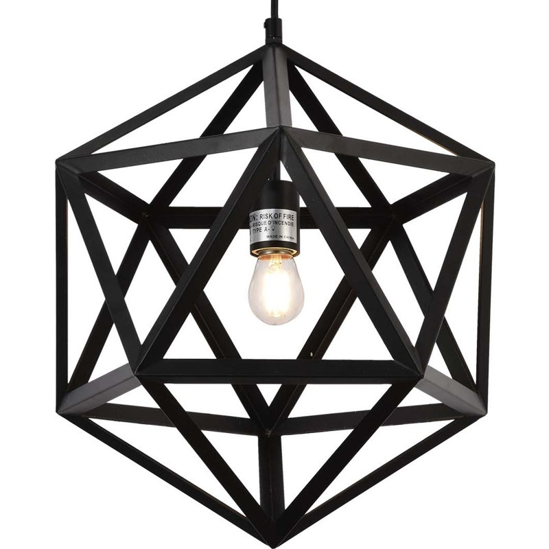 1-Light Black Island Geometric Pendant Light