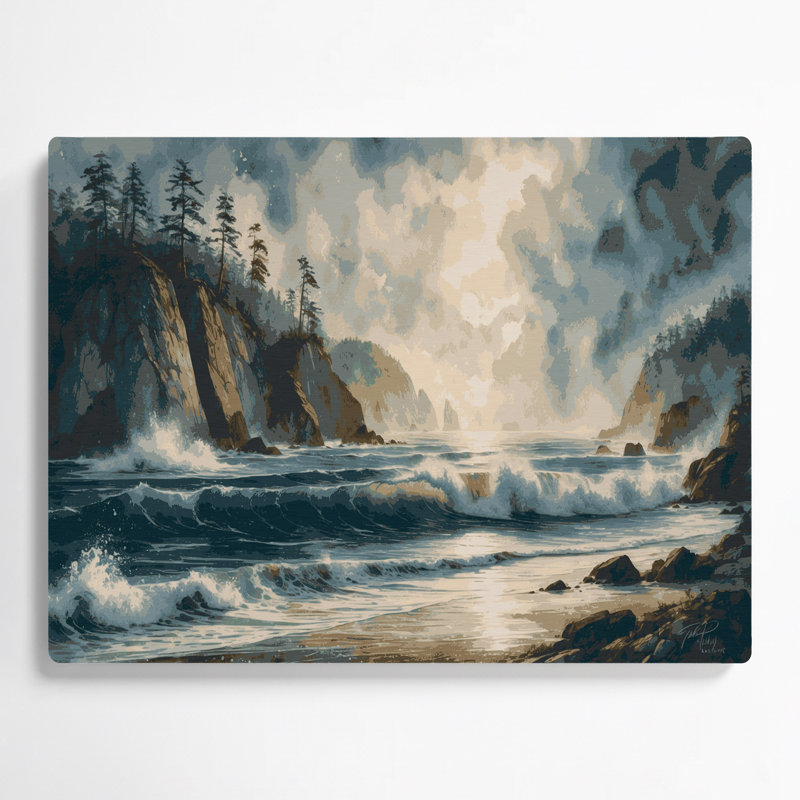 Coastal Pacific Coast Black Metal Wall Art, 11" H x 14" W