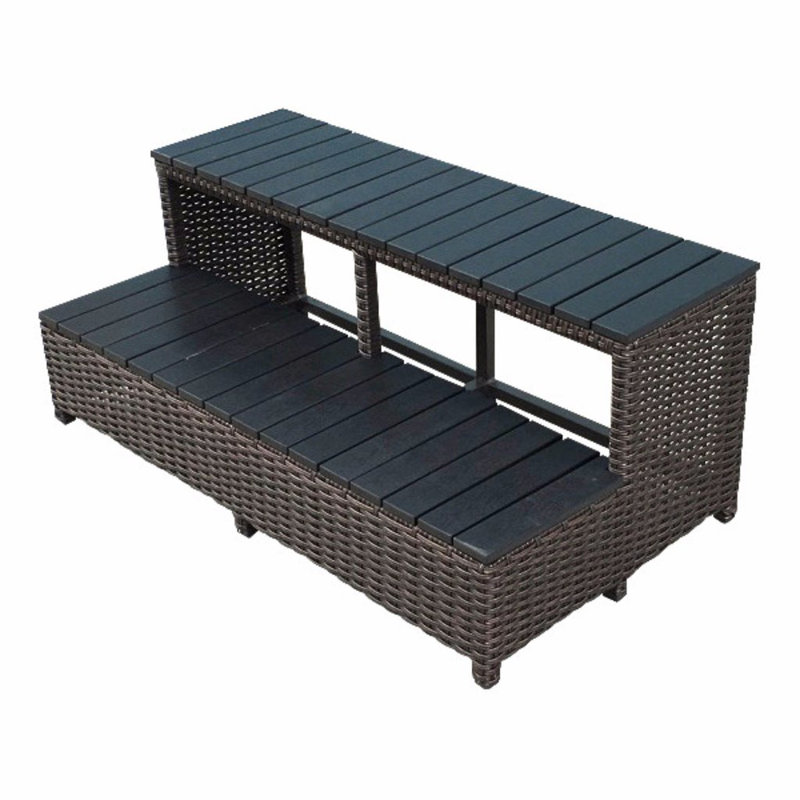 Wicker Spa Steps, 43cm H x 114cm W x 56cm D