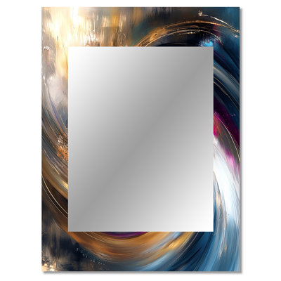 Abstract Spirals In Gold And Purple Tones I - Abstract Spirals Wall Mirror, Gold Decorative Mirror, Printed Metal Art
