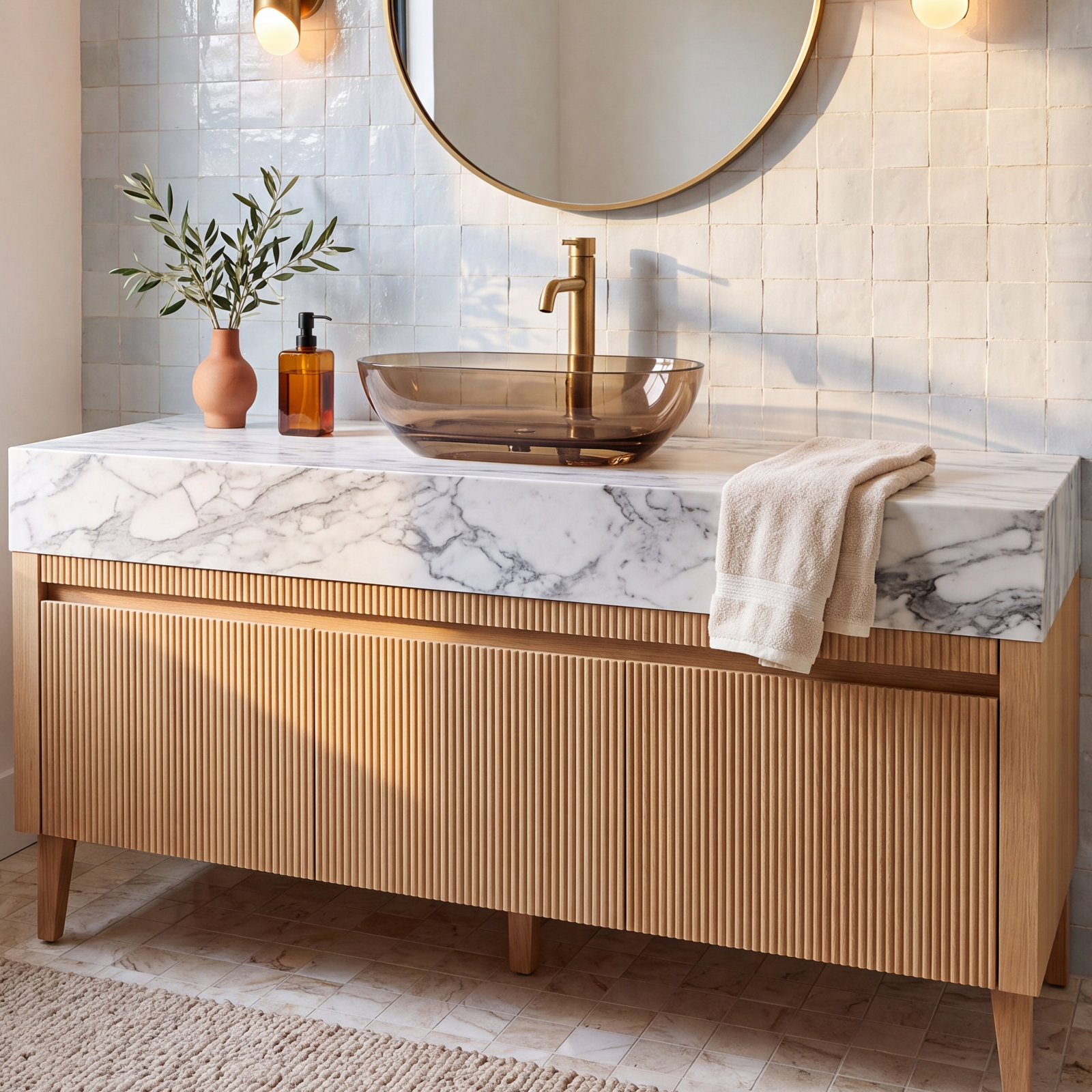 Forma 69" Solid Surface Soaking Bathtub, Brown