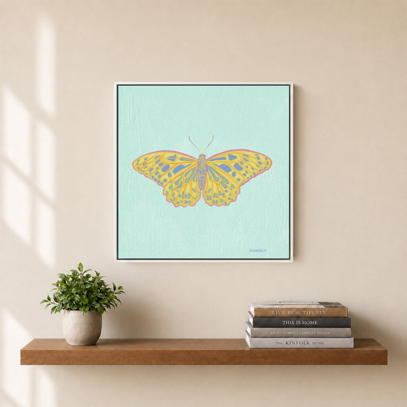 «Butterfly On Teal» par Dan Meneely - impression sur toile