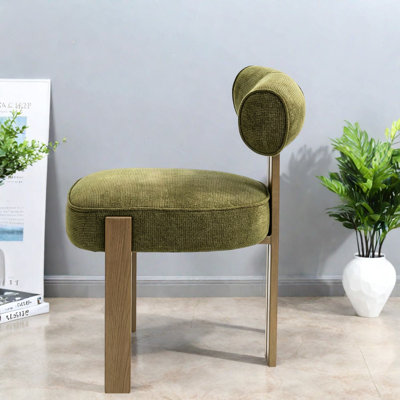 Chaises de salle à manger modernes, structure en métal vert, cuisine rustique compacte