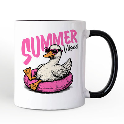 Summer Vibes Goose Mug, Funny Beach Vacation Gift with Custom Name