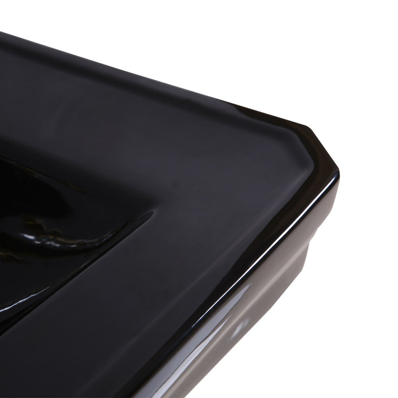 The Renovators Supply Inc. 22'' Gloss Black Vitreous China Rectangular Bathroom Sink with Overflow