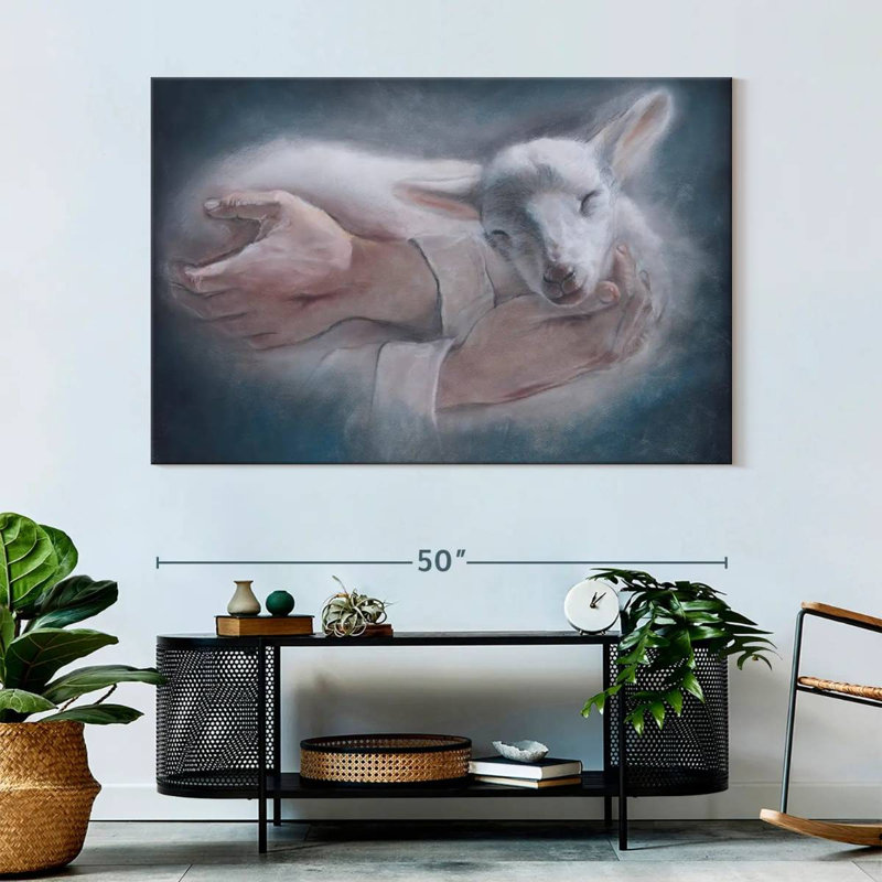 Adella Jesus Holding Lamb, 34" H x 51" W