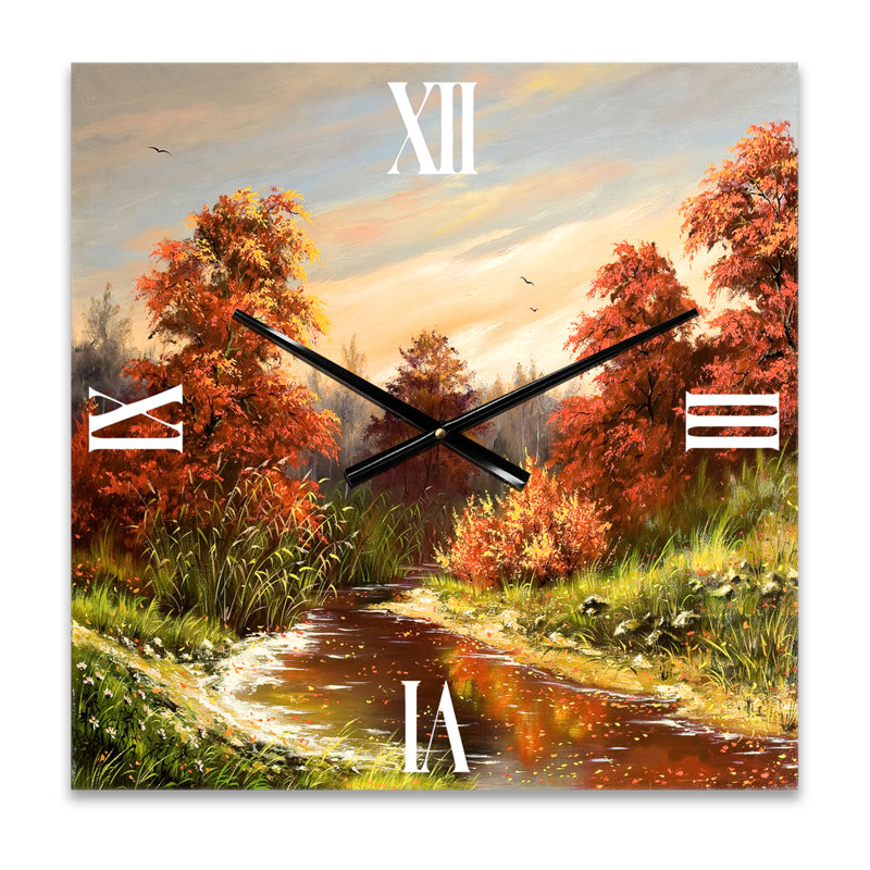 Horloge murale The Wood River on a Decline in a Autum, Très grand