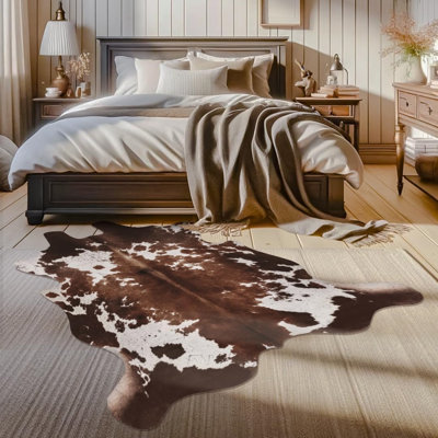 Faux Cowhide Cow Print Rug 4.6 X 5.2 Ft Large Animal Print Area Rug For Living Room Bedroom