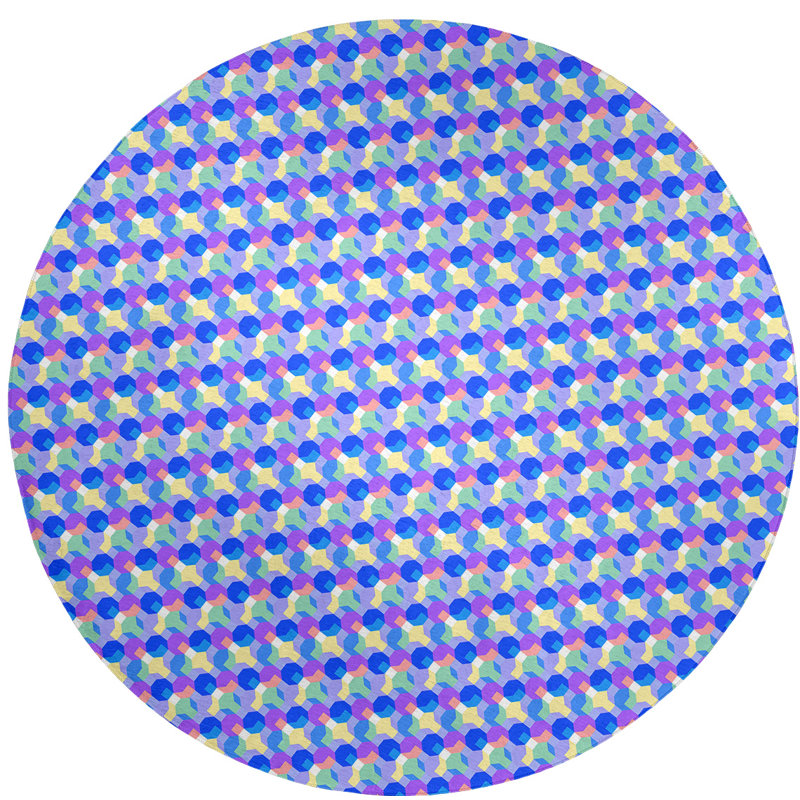 Tapis bleu ardoise/blanc, Rond 5 pi