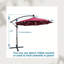 Parasol de patio imperméable de 10 pi avec lumières solaires à DEL pour la cour, la piscine, la terrasse - abat-jour à 8 nervures, manivelle facile et base en croix robuste-1612685135