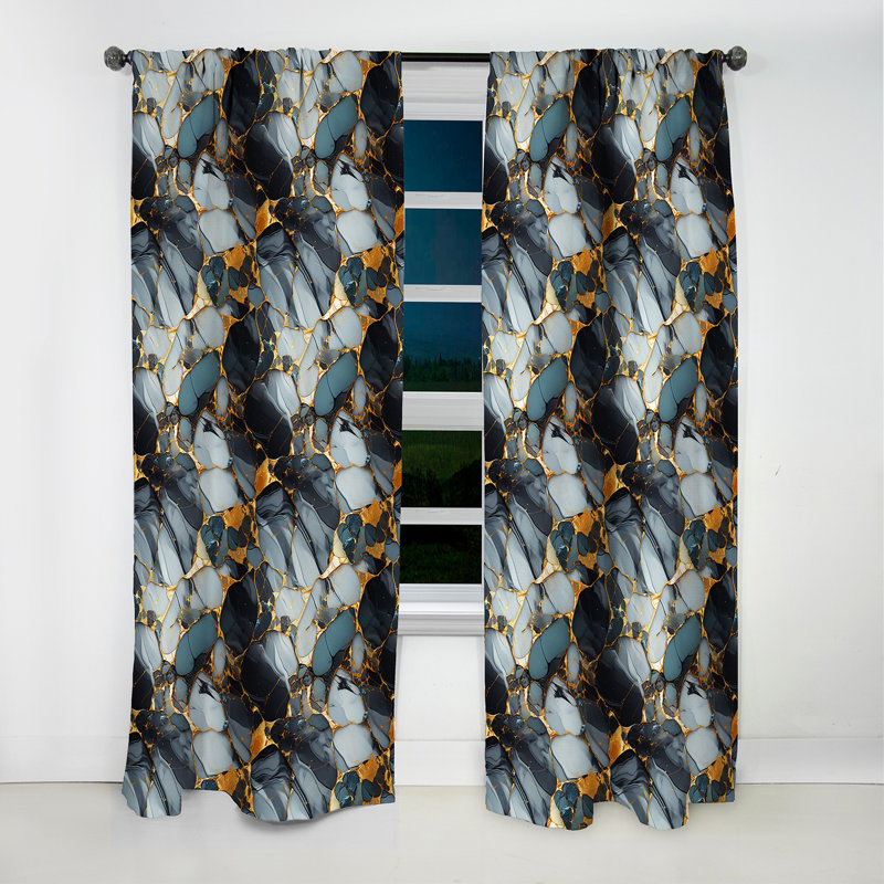 Rideau occultant en marbre doré doré et luxe doré doré - 1 panneau, L 52 po x L 63 po