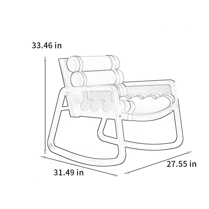 Chaise berçante élégante en bois de frêne, Jaune, Brun