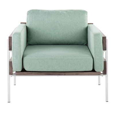 Chaise d'appoint en métal, bois et tissu