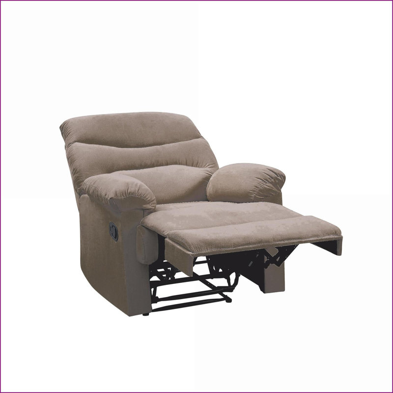 Fauteuils inclinables avec poignée à loquet externe, tissu brun clair tissé et amp; Accoudoirs coussinés | H 40 po x l 35 po x P 35 po | Tissu et métal