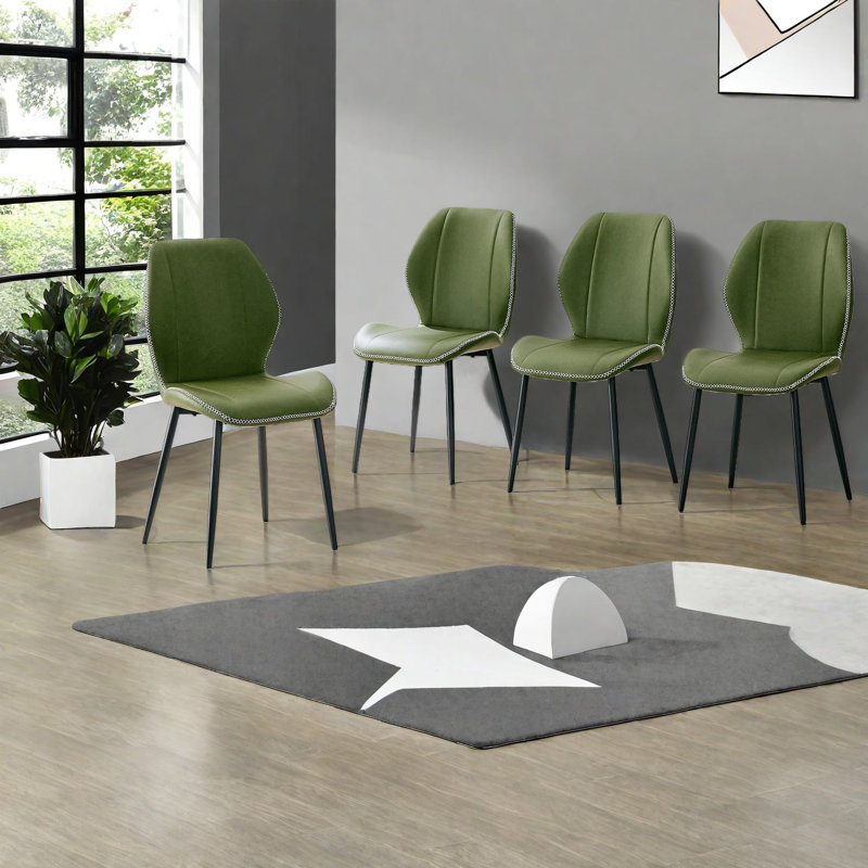 Comfortable Pu Dining Chairs Set Of 4, Modern Metal Retro Chairs For Home