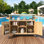 Îlot de cuisine extérieur, chariot à roulettes et armoire de rangement, table de barbecue d'extérieur en bois massif avec plateau en acier inoxydable, support à épices, support à serviettes pour la maison